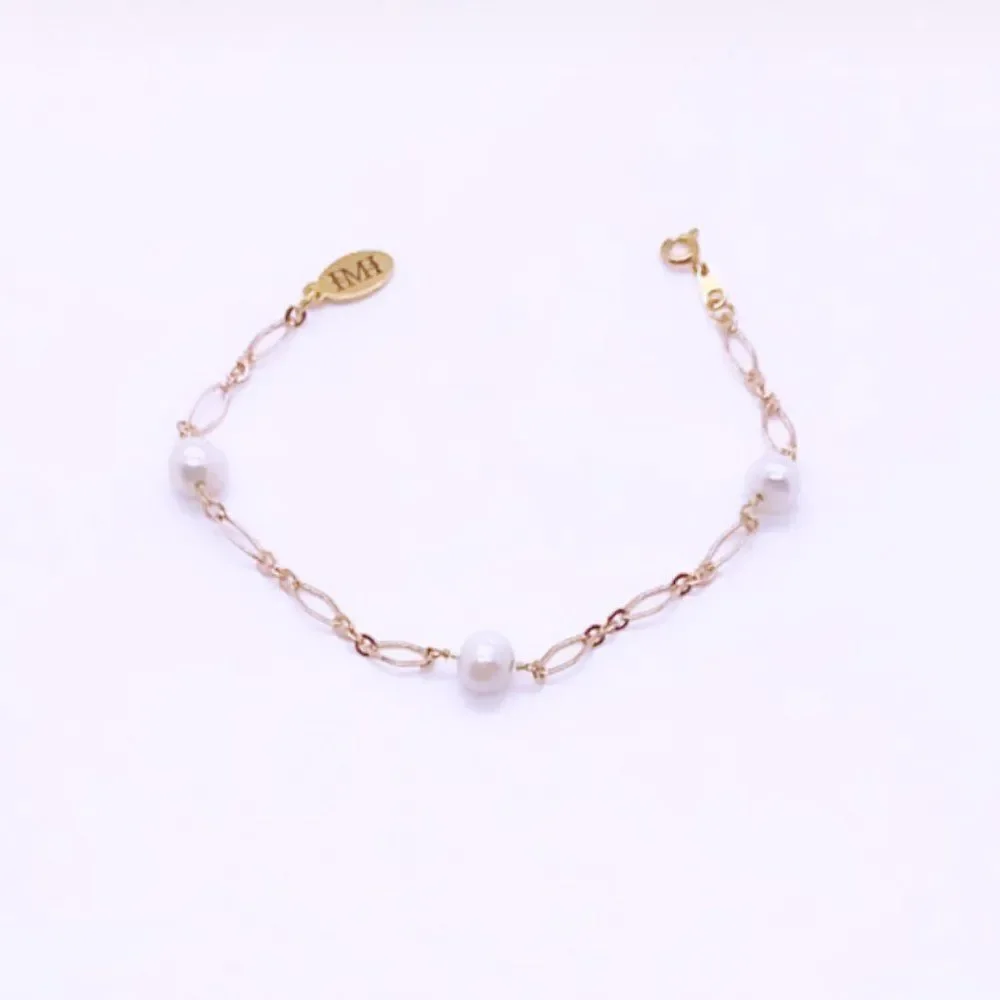 HighMaintenanceHippie Saltwater Pearl Bracelet with Diamond Link Chain (Gold)